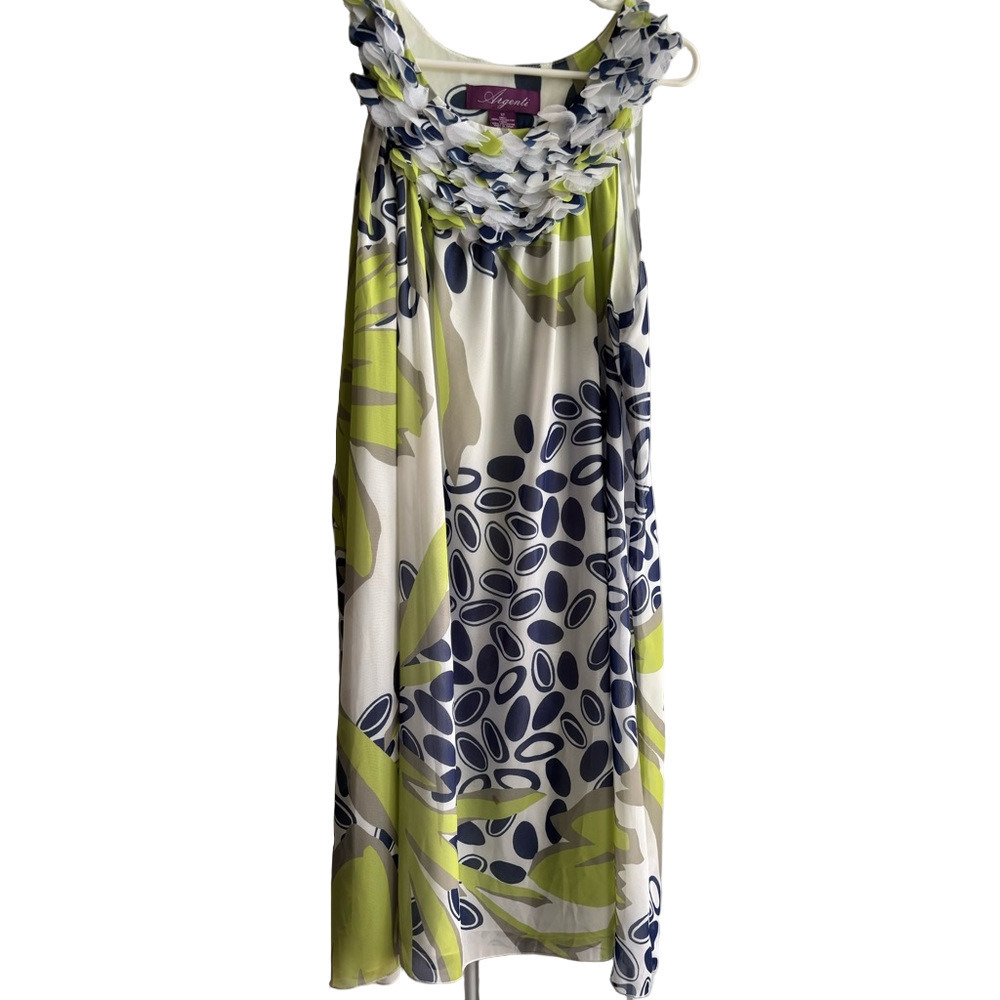 Argenti  floral Women's Dress size 12 cute motifs around neckline Vintage